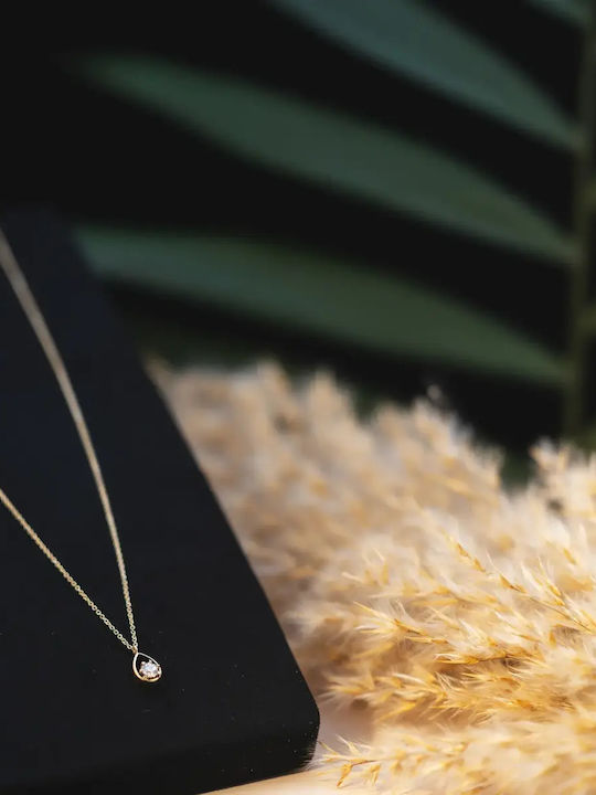 Halskette mit Träne-Design aus Gold mit Zirkon