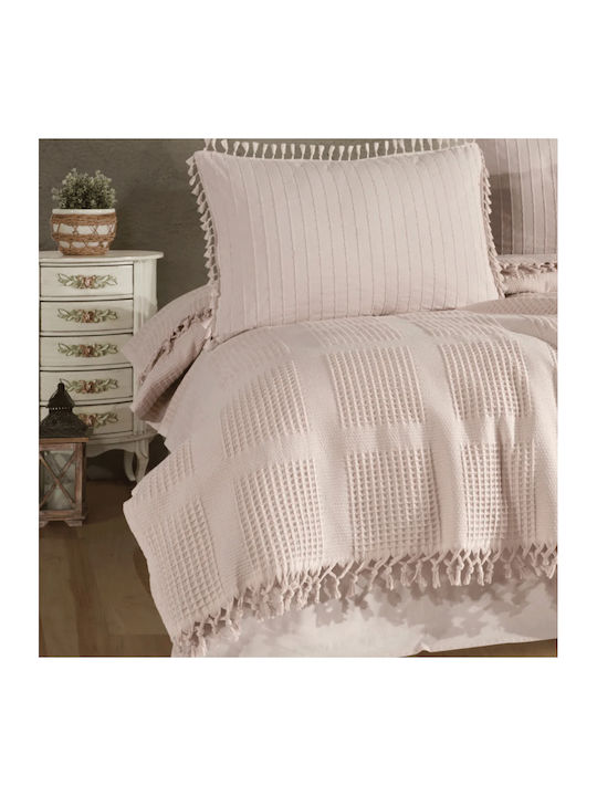 Clasy Home Set Huse Pentru Pilote 100% Bumbac 240x260cm Superdublu Cu 2 Fețe De Pernă & 1 Cearșaf Bej