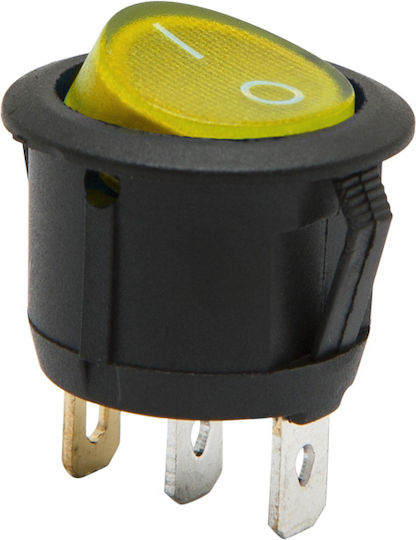 Set 5 Round Rocker Switches Yellow Led On-off 6a 250v Ac Panel Mount