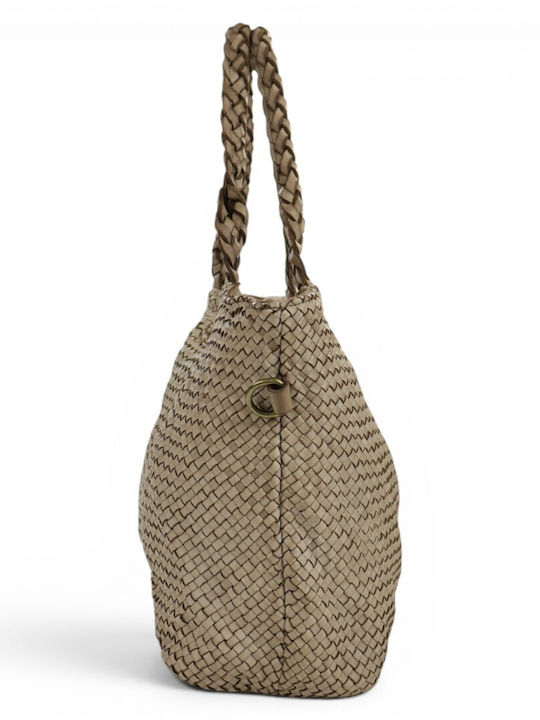 Damentasche Shopper Schulter Leder Taupe