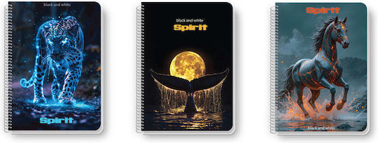 Black & White Spiral Ruled Notebook A4 30 Paper Sheets 3 Subjects (Miscellaneous Designs)
