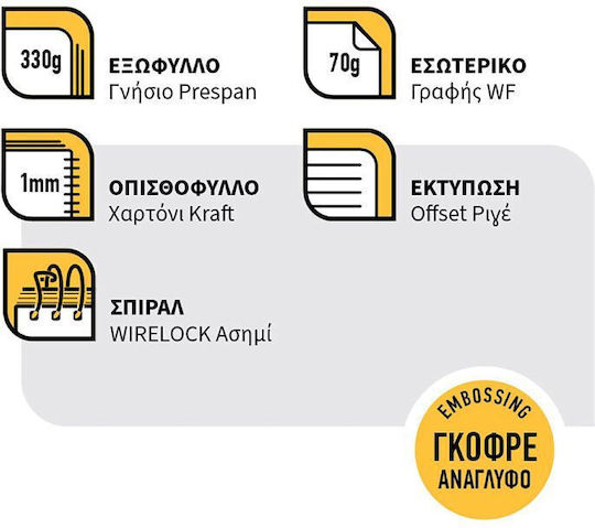 Logigraf Σπιράλ Τετράδια Ριγέ Β5 60 Φύλλων 2 Θεμάτων Wirelock Γκρι 10τμχ (με Προσωποποίηση)