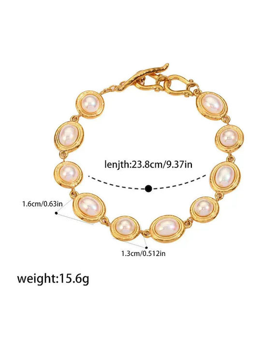 Damen Armband aus Stahl Vergoldet mit Perlen Damen Armband aus Stahl Vergoldet mit Perlen