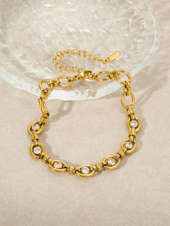 Enotia Damentrailing aus Stahl Vergoldet mit Zirkon 5cm