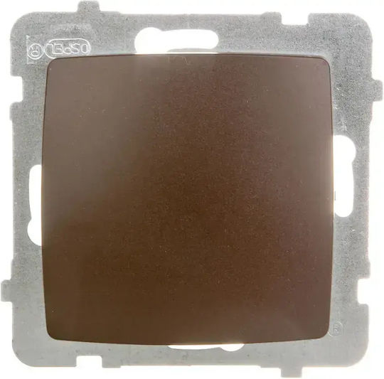 Ospel Karo Recessed One-Way Wall Switch with Brown Frame