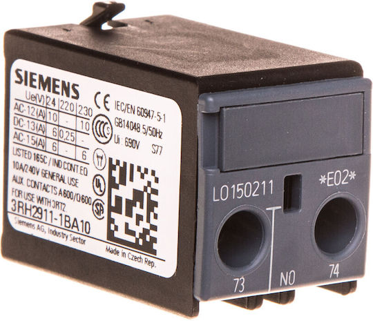Siemens Επαφή Διακόπτη Ηλεκτρολογικού Πίνακα 3RH2911-1BA10