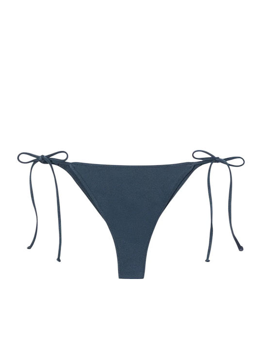 Bikini Slip με Κορδονάκια Γκρι