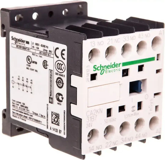 Schneider Auxiliary Contactor 10a 3no 1nc 24v Ac Ca2kn31b7