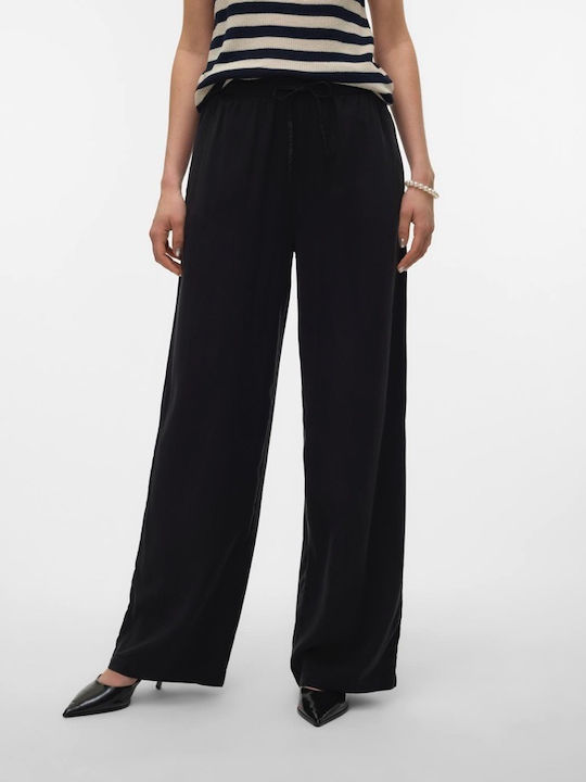 Damen Stoff Hose in Lockerer Passform Black
