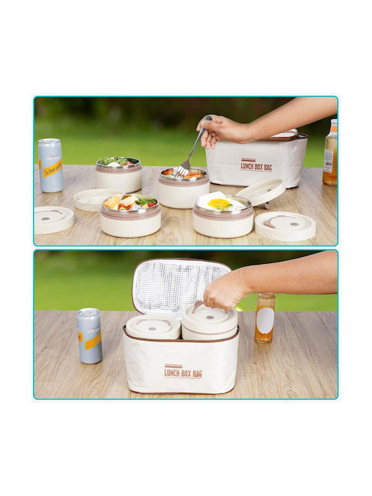 Belle Vous Set Lunch Boxes Inox Thermo Grey 25x13cm 4 Pieces