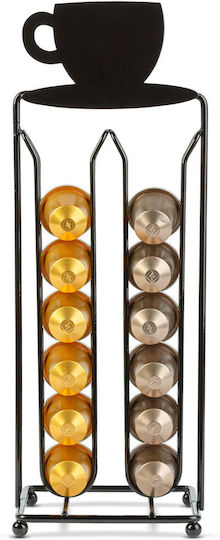 Suport Capsule Cafea Nespresso 28 Capsule Metal Negru Mat Organizator Vertical Espressor