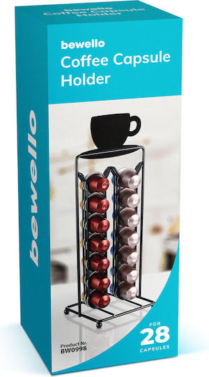 Suport Capsule Cafea Nespresso 28 Capsule Metal Negru Mat Organizator Vertical Espressor