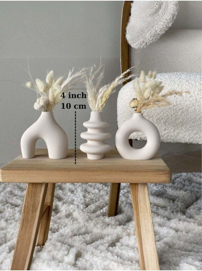 SteweHome Set Decorative Vases Concrete White Y10cm 3 Pieces