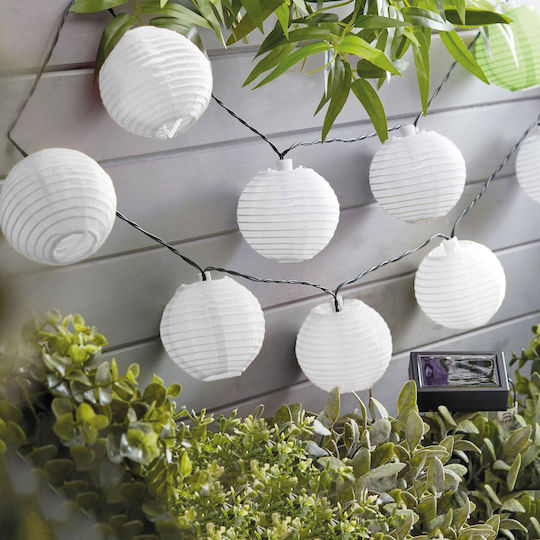 Alista Home Set 10 Lampi Solare Suspendate Ghirlandă Alb Rece 6000K cu Fotocelul IP44