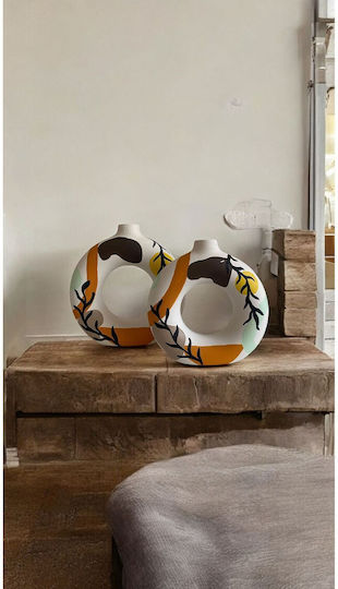 SteweHome Set Vaze Decorative Ceramice Bej 2 Bucăți