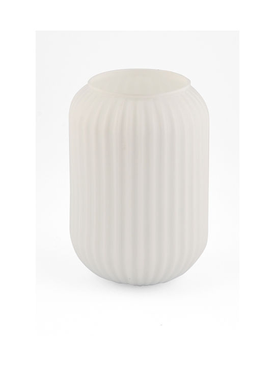 SteweHome Decorative White Glass Vase Y20cm