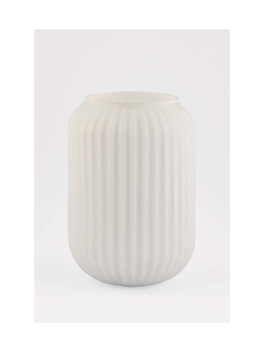 SteweHome Decorative White Glass Vase Y20cm