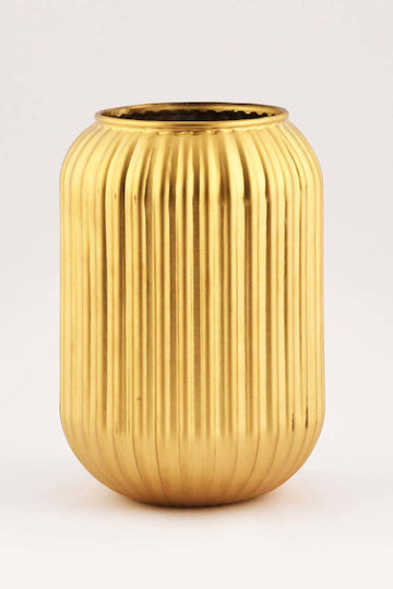 SteweHome Decorative Glass Vase Gold 10x10xH20cm