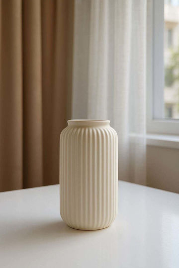 SteweHome Plastic White Vase Φ15xH15cm