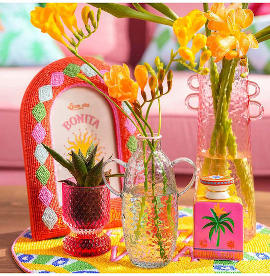 SteweHome Decorative Multicolour Glass Vase