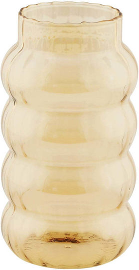 SteweHome Decorative Glass Vase Yellow Φ8xY19cm