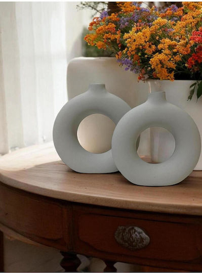 SteweHome Σετ Βάζα Κεραμικά Γκρι Φ19xΥ19cm 2τμχ