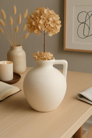SteweHome Ceramic Beige Vase