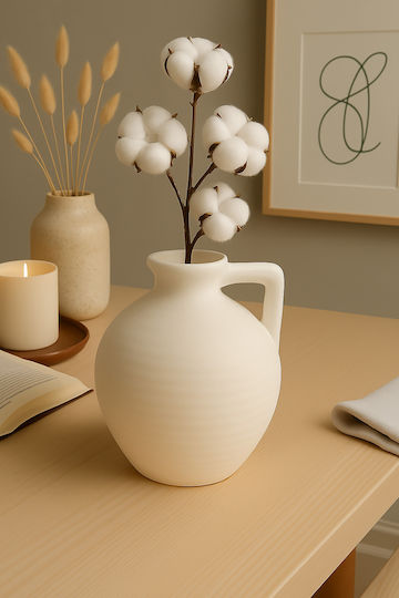 SteweHome Decorative Beige Ceramic Vase