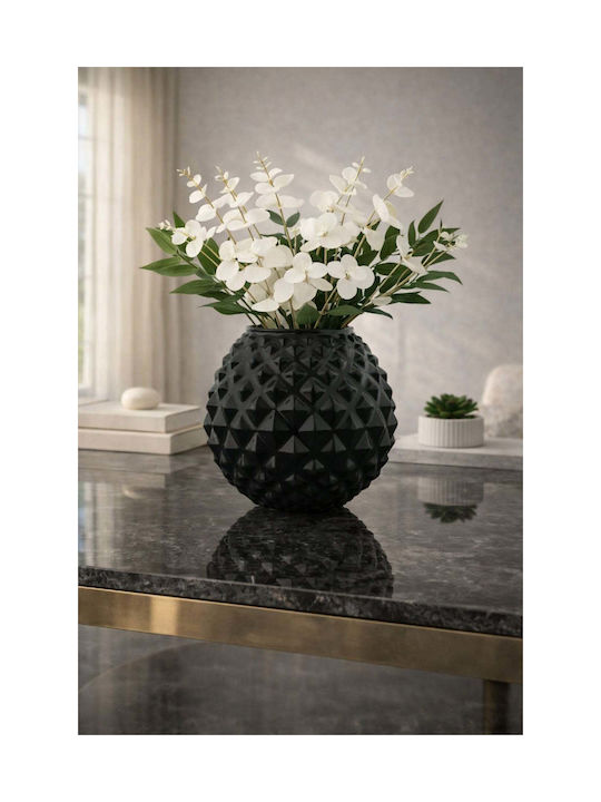 SteweHome Decorative Black Glass Vase H12cm