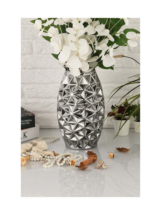 SteweHome Decorative Grey Glass Vase