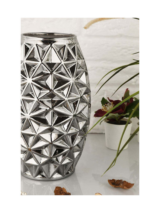 SteweHome Decorative Grey Glass Vase