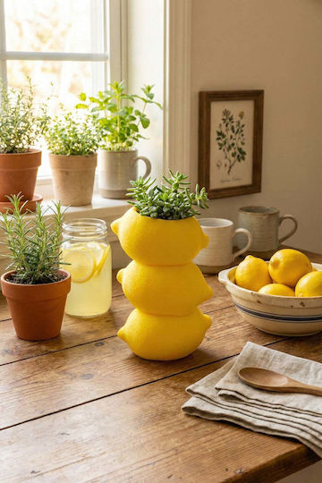 SteweHome Decorative Glass Vase Yellow 3x3xH15cm
