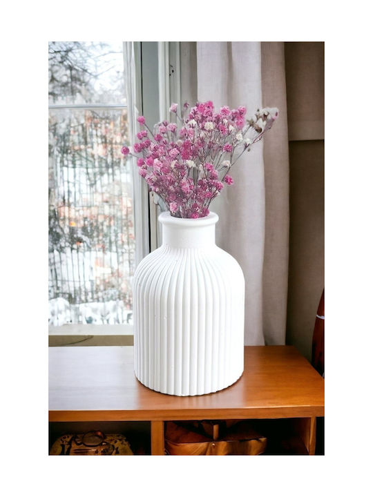 SteweHome Decorative White Concrete Vase