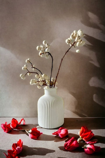 SteweHome Decorative White Concrete Vase