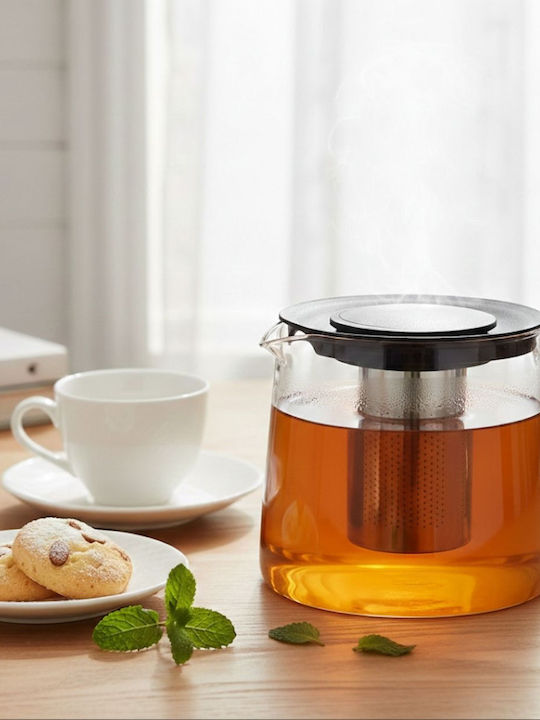HowHomely Τσαγιέρα με Φίλτρο Γυάλινη Διάφανη 1500ml