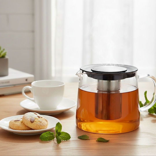 HowHomely Τσαγιέρα με Φίλτρο Γυάλινη 1500ml