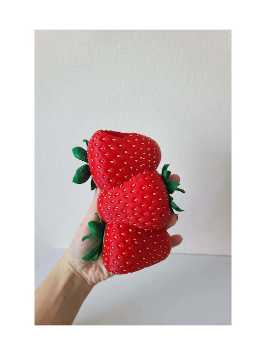 SteweHome Vază Decorativă Din Plastic Roșie 3x3xÎcm