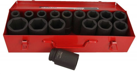 Selta Selta Steckdosen Pneumatisch Lange mit Rahmen Gastgeber 3/4" 1/2" Set 16Stücke