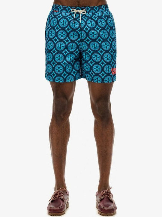 D3 Ovin Men's Swimwear Shorts Blue with Patterns