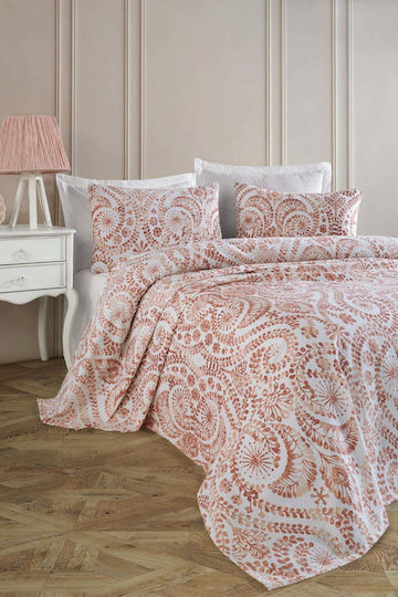 SteweHome Cotton Duvet Cover Set 200x230cm Double With 2 Pillowcases Orange
