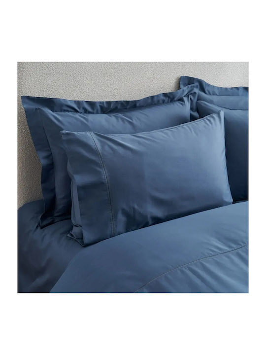 Vesta Home Комплект Плик за Завивка Памучен Сатен 230x240cm Супер Двоен с 2 Калъфки за Възглавници Nemesis Син