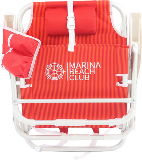 Aluminium Red Beach Chair 64x63x77cm