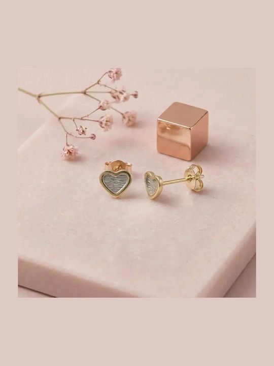 Детски Обици Studs Сърце От Злато 9К