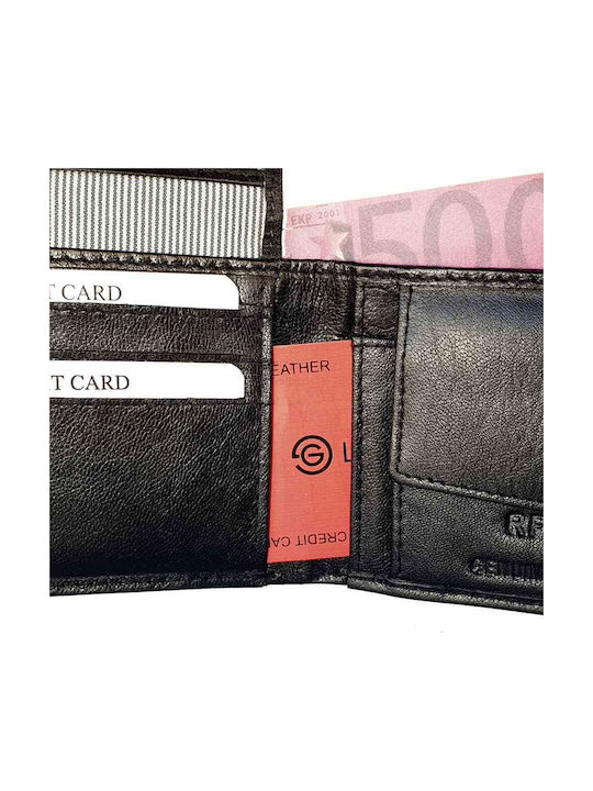 Leather Men's Wallet With RFID Black