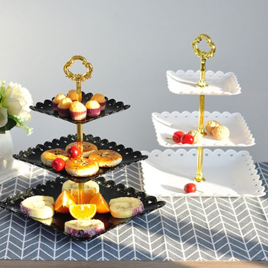 Cake Land Πλαστική Εταζέρα 3 Ορόφων Μαύρη
