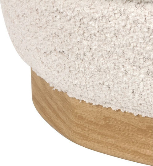 Footstool With Storage Space Upholstered With Fabric Pelen White 39x39x37cm