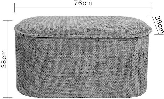 Taburet cu Spațiu de Depozitare Tapițat cu Material Textil Trebia Gri 76x38x38cm