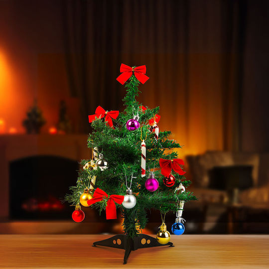 Artificial Fir Tree 40 Cm 20 Decorations Included Complete Set Baubles Bows Candy Canes
