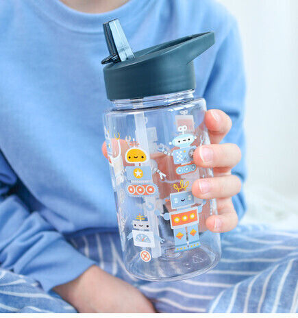 A Little Lovely Company Kids Plastic Water Bottle with Straw Tritan 450ml