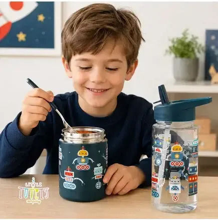 A Little Lovely Company Kids Plastic Water Bottle with Straw Tritan 450ml